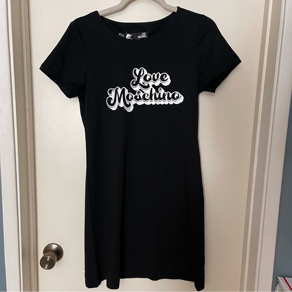 LOVE MOSCHINO Black Cotton Women's Dress 6, 8 - Picture 1 of 4